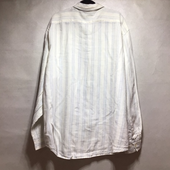 Gap Stripe Long Sleeve Linen Button Down Collard Shirt, Size XXL. - Picture 4 of 9